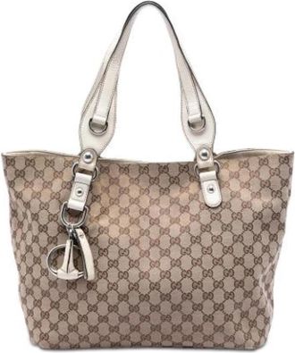 Gucci Pre-owned Canvas Tote Bag - Dames - Vintage Shopper - Bruin - ONE Size - Leer - Vintage