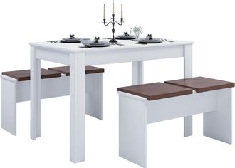 ebuy24 Grupo De Comedor Vcm Juego De Mesa De Cocina Grupo De Mesa Dimensiones Mesa Aprox. Al. 75 X An. 110 X P. 70 Cm Con Dos Bancos Mesa De Comedor - Esal X