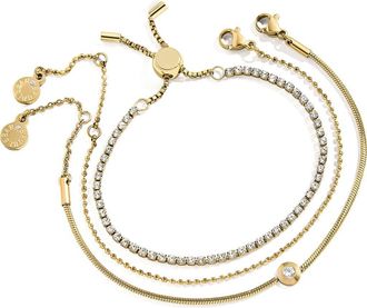 BaubleBar Catherine Set of 3 Water Resistant Bracelets in Goldtone Plate/cubic Zirconia at Nordstrom