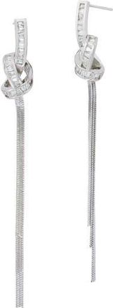 Savvy Cie Jewels Knotted Cubic Zirconia Drop Earrings in White Gold at Nordstrom Rack