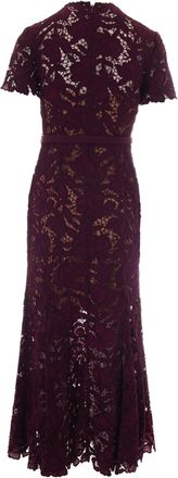 Self Portrait Womens Midi Lace Dress Burgundy Evening Suits