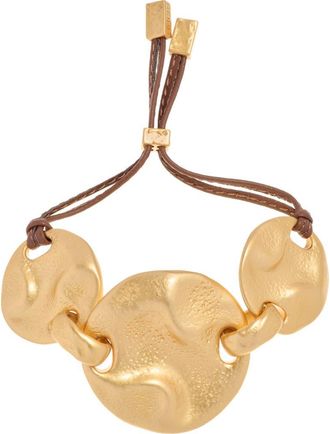 Reiss Ona Leather Cord Bracelet in Gold Tone /Tan at Nordstrom