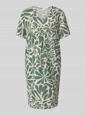 Freequent Knielanges Kleid mit V-Ausschnitt Modell Floy in Sand, Gr&ouml;&szlig;e XXL