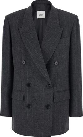 Jucca Prince of Wales Double-breasted Jas - Dames - Blazers - Grijs - S - Wol - Jassen