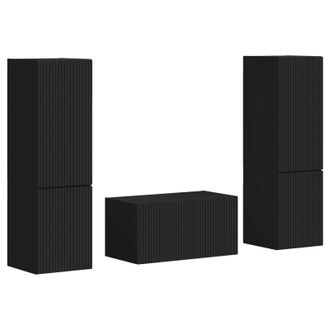 vidaXL Conjunto De Mueble De Tv 5 Pcs Negro Madera De Ingenier&iacute;a Vidaxl