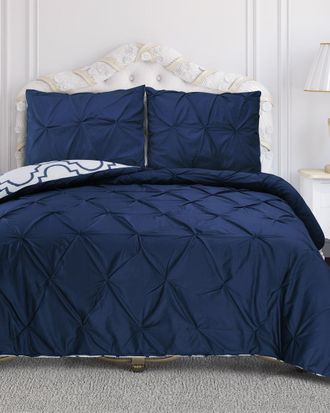 Superior Discontinued Superior Valencia 3Pc Button Closure Cotton Duvet Cover Set