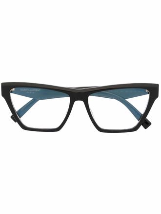 Saint Laurent Eyewear logo square glasses - women - Acetate - 58 - Black