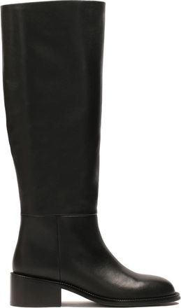Kazar Leren laarzen met slip-on bovenwerk - Dames - Hoge Laarzen - Zwart - 38 EU - Leer - Schoenen