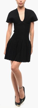Balmain Vestito Plissettato a Maniche Corte Balmain