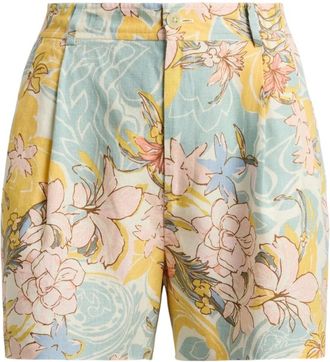 Ralph Lauren Casual Shorts, female, Multicolor, Size: M Floral Pleated Linen Short