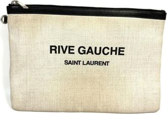Saint Laurent Pre-owned Clutches, female, Beige, Size: ONE SIZE Pre-owned Canvas clutches