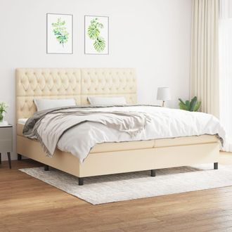 vidaXL Vidaxl - Cama Box Spring Con Colch&oacute;n Tela Color Crema 200x200 Cm