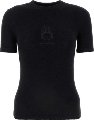 Balenciaga Black Terry Fabric T Shirt