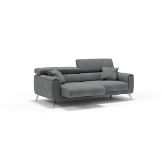 Divani.Store Caravaggio Sof&aacute; Con Asientos Deslizantes En Tela Suave E Impermeable 199 Cm Gris