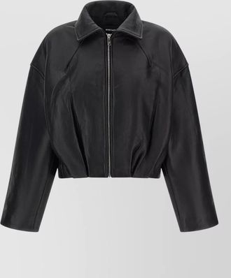 Rotate leather boxy jacket