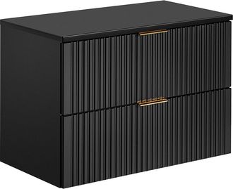 Vente-Unique Mueble suspendido de ba&ntilde;o bajo lavabo y estante - Negro - 80 cm de ancho - ZEVARA