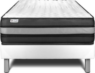 VITALIT Vitalit - Base Tapizada Blanco + Colch&oacute;n Con Espuma Viscoel&aacute;stica 90 X 190
