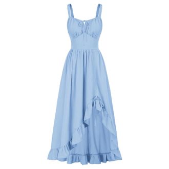 Generic Renaissance Costume Women Medieval Dress Sleeveless High Waist Long Maxi Dresses Traditional Retro Victorian Cottagecore Dresses Carnival Halloween Pa