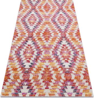 RugsX Rugsx - Alfombra Moderna Mundo D7591 Diamantes 3d Exterior Rosado / Beige Multicolour 160x220 Cm