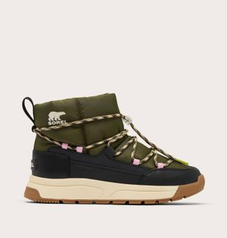 Sorel Womens Whitney Iii Slip On Waterproof Boots In Utility Green-Black