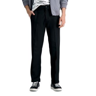 Haggar Mens Cool 18 Pro Straight Fit Flat Front Casual Pant, Black, 40W x 32L