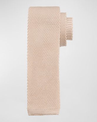 Brunello Cucinelli Mens Silk-Cotton Knit Tie