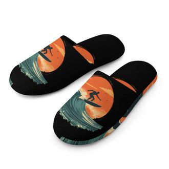 Generic Surfer Surfing Riding The Wave Sunset Mens House Slippers Slip Indoor Slipper On Shoes Warm Outdoor