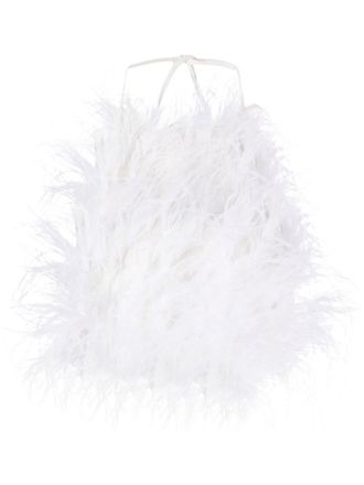 Cult Gaia Joey feather crepe-de-chine top - White