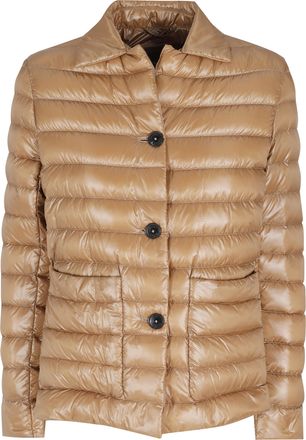 Herno Camel Short Shirt-Collar Side-Slits Polyamide Down Jacket