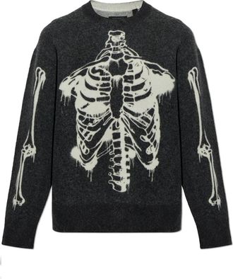 AllSaints Ribspill Sweater - Heren - Ronde hals truien - Grijs - XS - Wol - Truien & Vesten