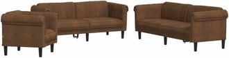 vidaXL Juego De Sof&aacute;s 3 Piezas Terciopelo Marr&oacute;n Vidaxl
