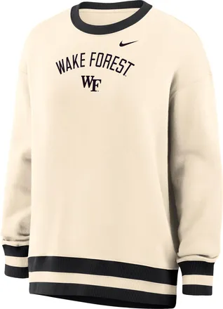 Nike Womens Phoenix (Wake Forest) Oversized Crew-Neck Sweatshirt in Brown | IV9440-120