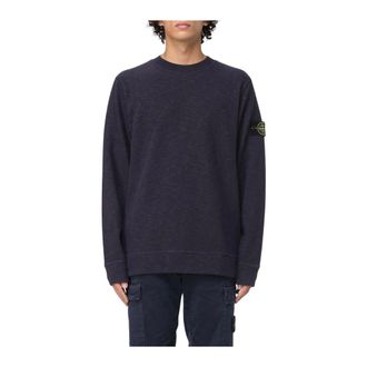 Stone Island Sweatshirts, male, Blue, XL, Long Sleeve Crew Neck Top