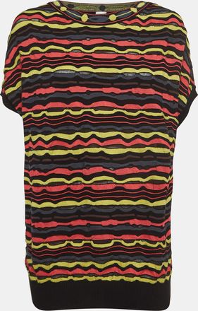 M Missoni Multicolor Patterned Knit Short Sleeve Sweater Top