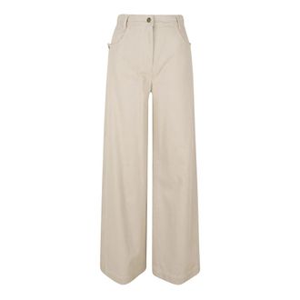 Max Mara Mxmalamaro Palazzo Broek - Dames - Broeken - Beige - Maat: XS Katoen