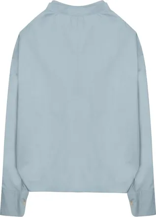 Alysi Bow-Collar Cotton Shirt - Azure