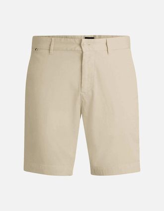 HUGO BOSS Mens H-Slice Cotton Slim Fit Beige Shorts - Cream