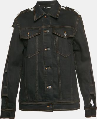 Alessandra Rich Black Denim Cutout Sleeve Jacket