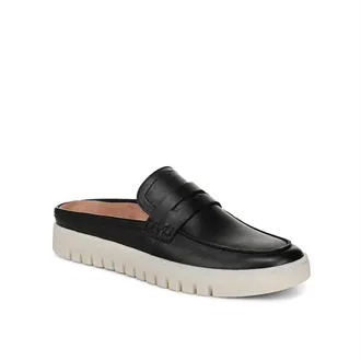 Vionic Womens Uptown Mule 2 Loafer In Black Tumbled Leather