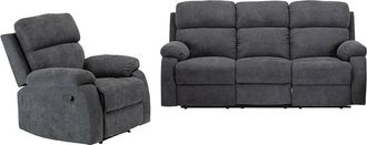 Vente-Unique Sof&aacute; relax de 3+1 plazas de tela TOLZANO - Antracita