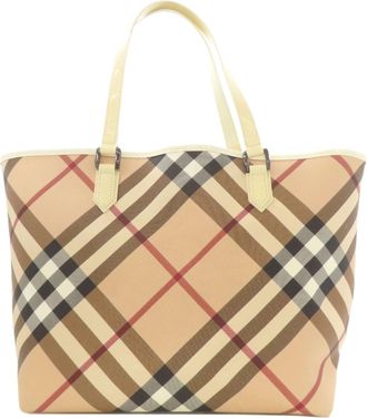 Burberry Beige Pvc Pouch Tote Bag (Pre-Owned)