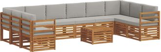 vidaXL Conjunto De Sof&aacute;s De Exterior 11 Uds. Gris Natural Y Claro Vidaxl