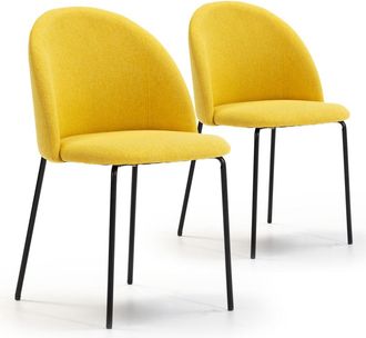 HOMN Set de 2 sillas comedor tapizadas mostaza, 43 x 47 x 78,5 cm