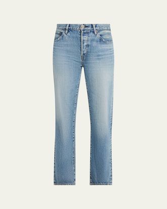 Moussy Vintage Washed Denim Mid-Rise Straight-Leg Jeans