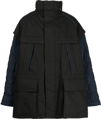 Juun.J zip-up padded jacket - men - Cotton/Nylon/Polyester - 48 - Black