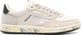 Premiata Womens Basket Clay Sneakers In Beige White