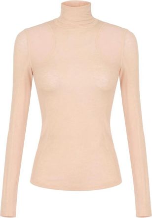 Elisabetta Franchi Lichtgewicht Jersey Turtleneck - Dames - Coltruien - Beige - XL - Wol - Truien & Vesten