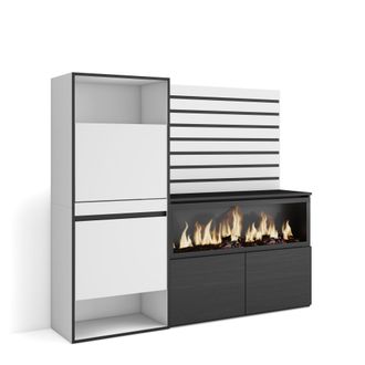 Skraut Home Aparador, Con Almacenamiento, 167x145x35 Cm, Dormitorio, Habitaci&oacute;n, Chimenea El&eacute;ctrica Xxl, Zapatero, Estilo Moderno, Blanco - Skraut Home