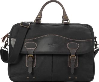 Troop London TRP0545 Heritage Canvas Messenger Bag, Shoulder Bag, 15 Laptop Bag, Laptop Briefcase, Messenger Bag with Top Carry Handle Black