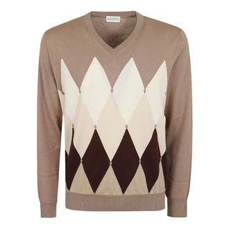 Ballantyne V-neck Knitwear, male, Multicolor, Size: 2XL Argyle Sweater